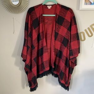 Buffalo plaid poncho